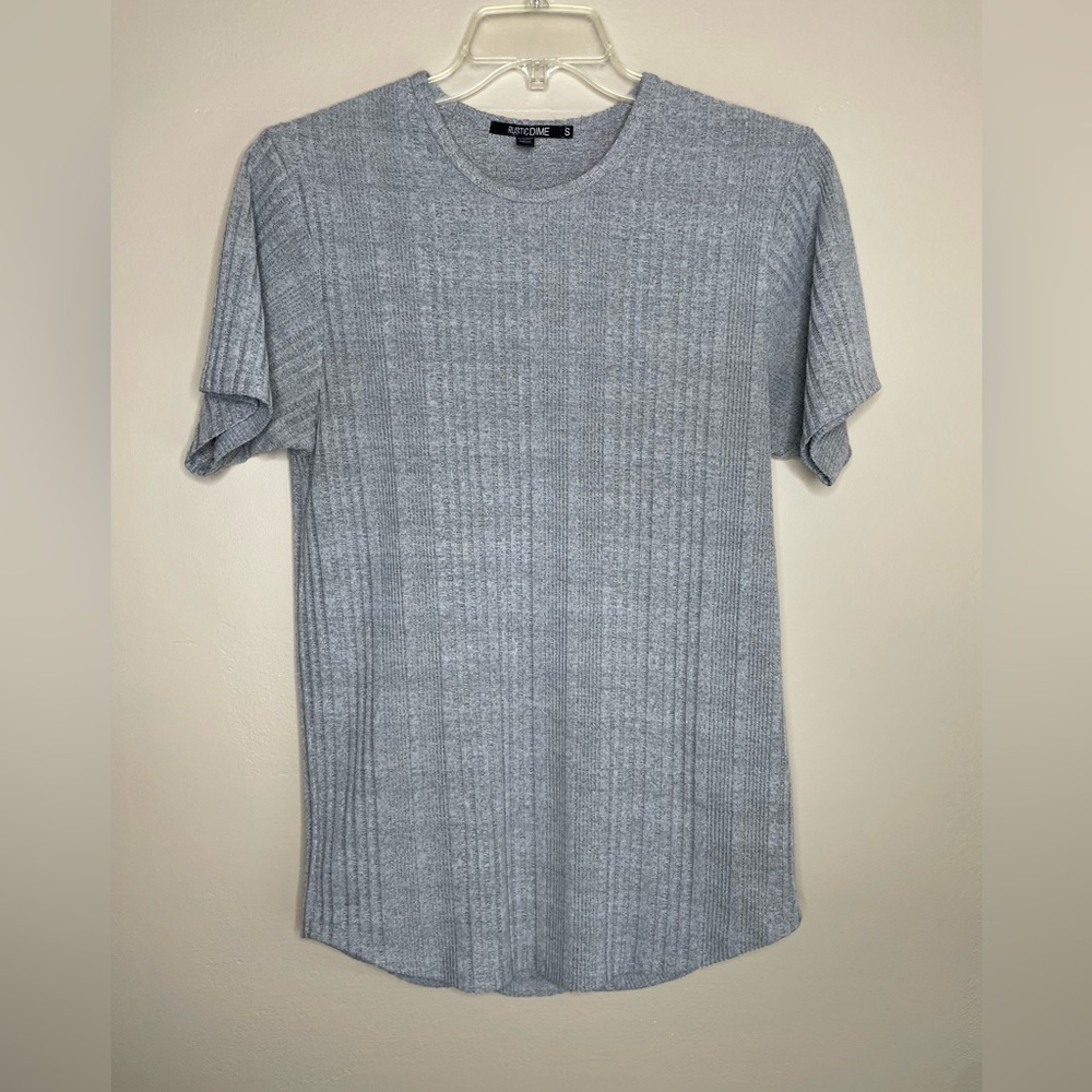 Rustic Dime Gray Ribbed Short Sleeve T Shirt Size Small